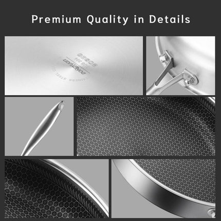 Stainless Steel Frying Pan Non-Stick Cooking Frypan Cookware 30cm Honeycomb Single Sided without lid.