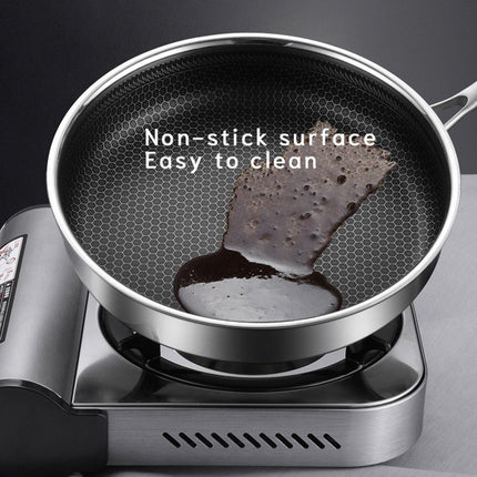 Stainless Steel Frying Pan Non-Stick Cooking Frypan Cookware 30cm Honeycomb Single Sided without lid.