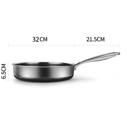 Stainless Steel Frying Pan Non-Stick Cooking Frypan Cookware 32cm Honeycomb Double Sided.