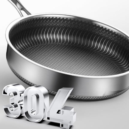 Stainless Steel Frying Pan Non-Stick Cooking Frypan Cookware 32cm Honeycomb Double Sided.