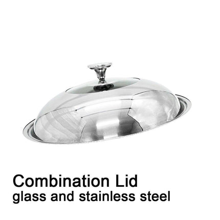 Double Ear 304 Stainless Steel 38cm Non-Stick Stir Fry Cooking Kitchen Wok Pan with Lid Honeycomb Double Sided.