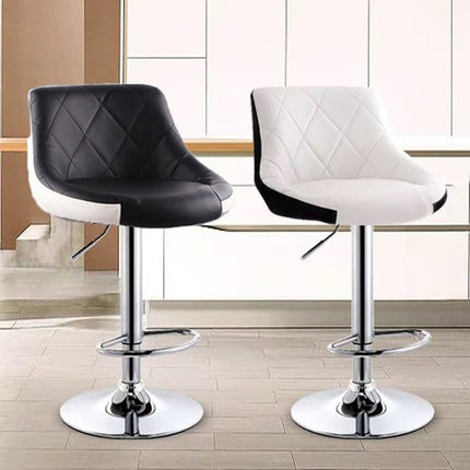Bar Stools Kitchen Bar Stool Leather Barstools Swivel Gas Lift Counter Chairs x2 BS8403 Black.