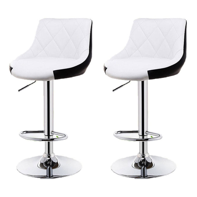 Bar Stools Kitchen Bar Stool Leather Barstools Swivel Gas Lift Counter Chairs x2 BS8403 White.