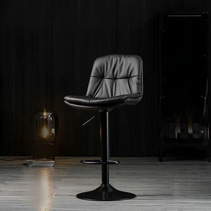 Bar Stools Kitchen Bar Stool Leather Barstools Swivel Gas Lift Counter Chairs x2 BS8406 Black.