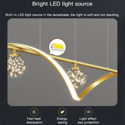 Luxury Hand Blown Glass LED Pendant Light 100cm Adjustable 3 Color Dimmable Remote Control for Dining Bar Living Room.