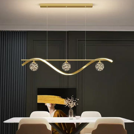 Luxury Hand Blown Glass LED Pendant Light 100cm Adjustable 3 Color Dimmable Remote Control for Dining Bar Living Room.