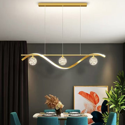 Luxury Hand Blown Glass LED Pendant Light 100cm Adjustable 3 Color Dimmable Remote Control for Dining Bar Living Room.