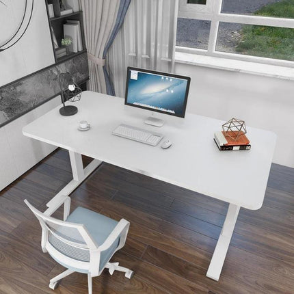 AMZ Electric Height Adjustable Standing Desk 160x80cm Sit Stand Desk Top for Home Office (White Frame + White Desktop).