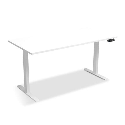 AMZ Electric Height Adjustable Standing Desk 160x80cm Sit Stand Desk Top for Home Office (White Frame + White Desktop).