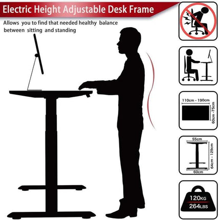 AMZ Electric Height Adjustable Standing Desk 160x80cm Sit Stand Desk Top for Home Office (White Frame + White Desktop).