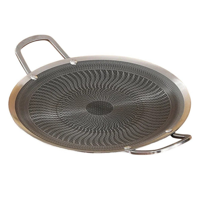 Honeycomb Non-Stick Grill Skewer Plate, 316 Stainless Steel, Portable Barbecue Grill with Handle, Universal Induction Cooktop Compatible, Round Shape, Outdoor Camping BBQ Accessory.