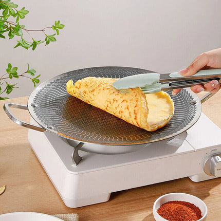 Honeycomb Non-Stick Grill Skewer Plate, 316 Stainless Steel, Portable Barbecue Grill with Handle, Universal Induction Cooktop Compatible, Round Shape, Outdoor Camping BBQ Accessory.