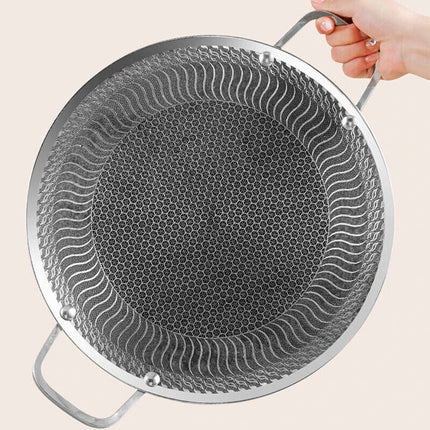 Honeycomb Non-Stick Grill Skewer Plate, 316 Stainless Steel, Portable Barbecue Grill with Handle, Universal Induction Cooktop Compatible, Round Shape, Outdoor Camping BBQ Accessory.