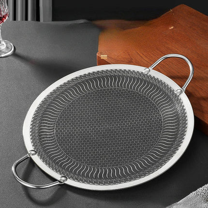 Honeycomb Non-Stick Grill Skewer Plate, 316 Stainless Steel, Portable Barbecue Grill with Handle, Universal Induction Cooktop Compatible, Round Shape, Outdoor Camping BBQ Accessory.