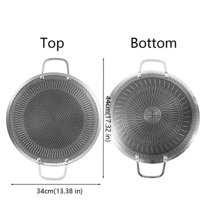 Honeycomb Non-Stick Grill Skewer Plate, 316 Stainless Steel, Portable Barbecue Grill with Handle, Universal Induction Cooktop Compatible, Round Shape, Outdoor Camping BBQ Accessory.