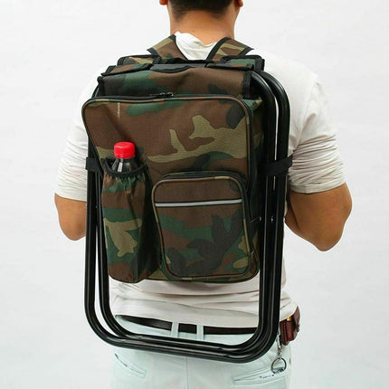 Portable Folding Backpack Chair Camping Stool Cooler Bag Rucksack Beach Fishing 150kg load comb.