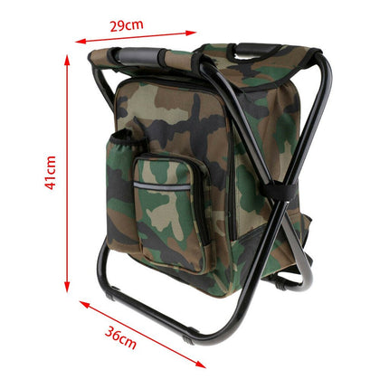 Portable Folding Backpack Chair Camping Stool Cooler Bag Rucksack Beach Fishing 150kg load comb.