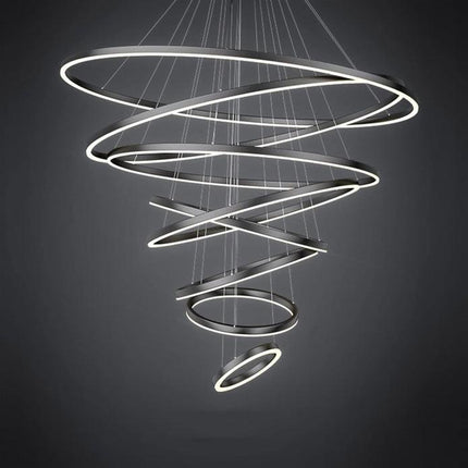 BAMDECOR A18815 Nordic Home Decor Dining Room Pendant lamp lights Ceiling Lamp Hanging Light Chandelier Lamps (7 Rings-Black).