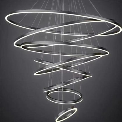 BAMDECOR A18815 Nordic Home Decor Dining Room Pendant lamp lights Ceiling Lamp Hanging Light Chandelier Lamps (8 Rings-Black).