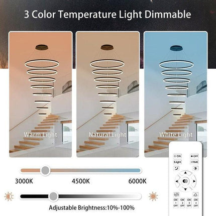BAMDECOR A18815 Nordic Home Decor Dining Room Pendant lamp lights Ceiling Lamp Hanging Light Chandelier Lamps (8 Rings-Black).