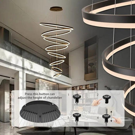 BAMDECOR A18815 Nordic Home Decor Dining Room Pendant lamp lights Ceiling Lamp Hanging Light Chandelier Lamps (8 Rings-Black).