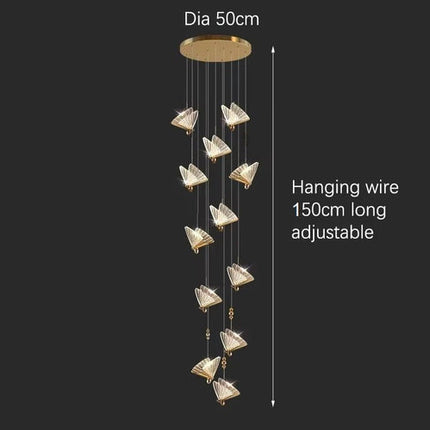 BAMDECOR LED Modern Bedroom Bedside Creative Butterfly Hanging Chandelier Light Fixtures for Stairs Nordic Decoration (12Heads).