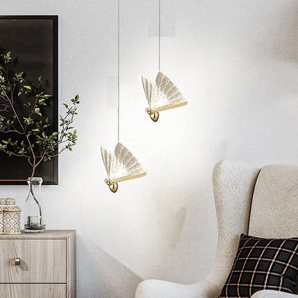 BAMDECOR LED Modern Bedroom Bedside Creative Butterfly Hanging Chandelier Light Fixtures for Stairs Nordic Decoration.