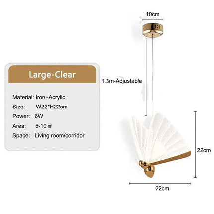 BAMDECOR LED Modern Bedroom Bedside Creative Butterfly Hanging Chandelier Light Fixtures for Stairs Nordic Decoration.
