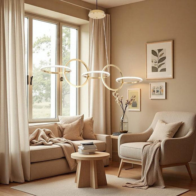 BAMDECOR A180 Nordic Golden Circles Kitchen Dining Table Pendant Light Minimalist Modern Lighting.
