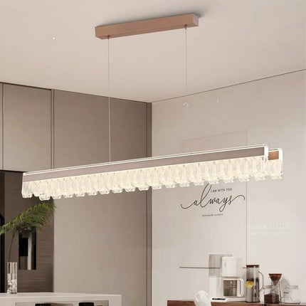 BAMDECOR A188 Nordic Dual Linear Dimmable Acrylic Kitchen Dining Table Pendant Light Minimalist Modern Lighting (Coffee).