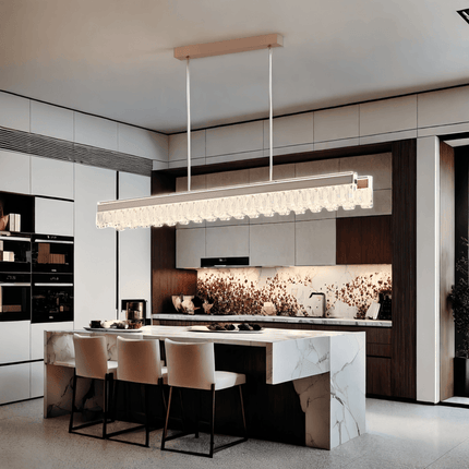 BAMDECOR A188 Nordic Dual Linear Dimmable Acrylic Kitchen Dining Table Pendant Light Minimalist Modern Lighting (Coffee).