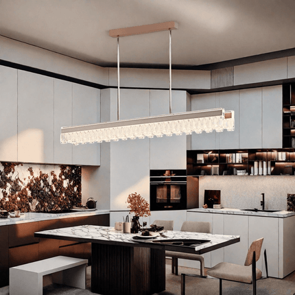 BAMDECOR A188 Nordic Dual Linear Dimmable Acrylic Kitchen Dining Table Pendant Light Minimalist Modern Lighting (Coffee).