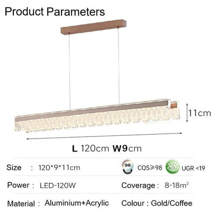 BAMDECOR A188 Nordic Dual Linear Dimmable Acrylic Kitchen Dining Table Pendant Light Minimalist Modern Lighting (Coffee).