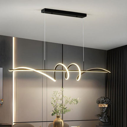 BAMDECOR A202 Modern LED Linear Pendant Lights with Dimmable LED  (160cm/180cm-Black) 1.5 Meters.