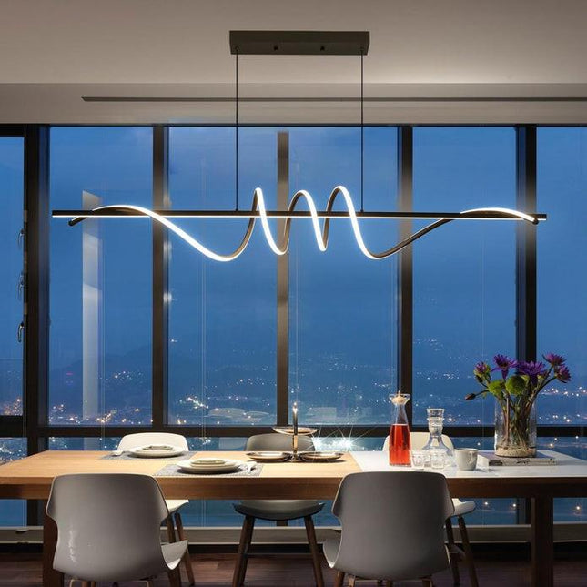 BAMDECOR A202 Modern LED Linear Pendant Lights with Dimmable LED  (160cm/180cm-Black) 1.8 Meters.