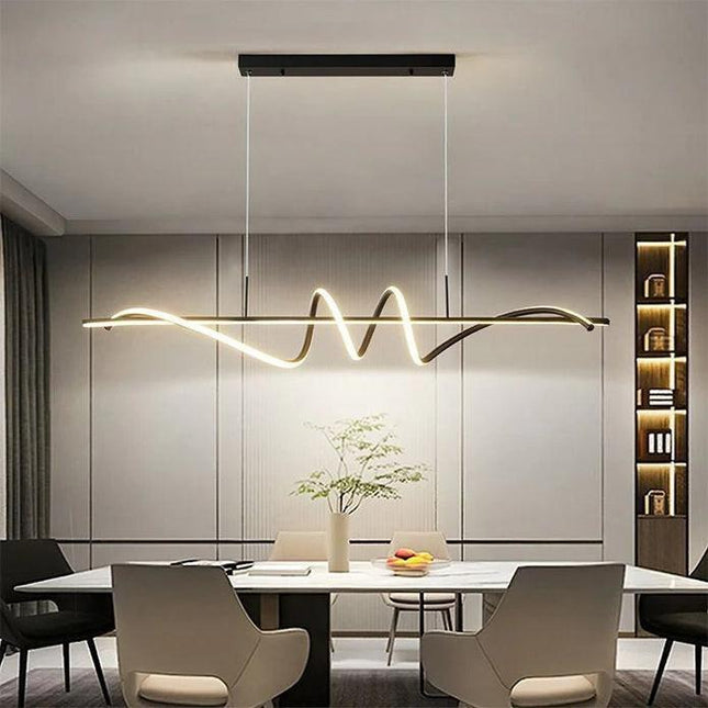 BAMDECOR A202 Modern LED Linear Pendant Lights with Dimmable LED  (160cm/180cm-Black) 1.8 Meters.