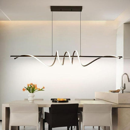 BAMDECOR A202 Modern LED Linear Pendant Lights with Dimmable LED  (160cm/180cm-Black) 1.8 Meters.