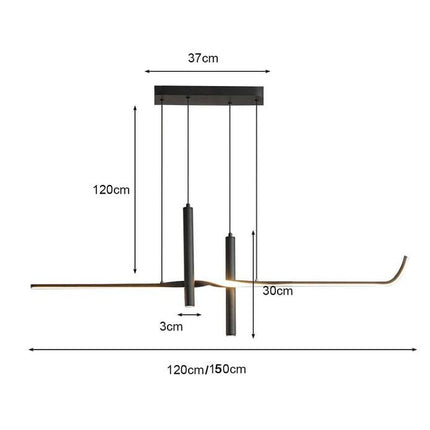 BAMDECOR A206 Modern Black Scandinavian Pendant Light Table Dining Room Living Room Pendant Lighting 1.5 Meters.