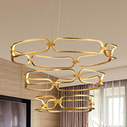 BAMDECOR A209 Colette Ceiling Chandelier Led Modern Circular Art Aluminum Light Fixture for Living Room Bedroom Indoor Decor(3 Rings).