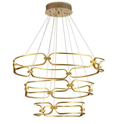 BAMDECOR A209 Colette Ceiling Chandelier Led Modern Circular Art Aluminum Light Fixture for Living Room Bedroom Indoor Decor(3 Rings).