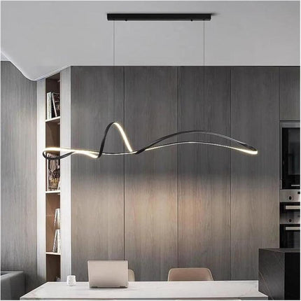 BAMDECOR A210 Modern LED Linear Pendant Lights with Dimmable LED and Adjustable Hanging Length 120cm -Black.