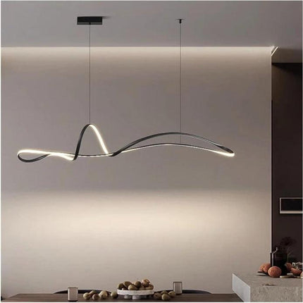 BAMDECOR A210 Modern LED Linear Pendant Lights with Dimmable LED and Adjustable Hanging Length 150cm -Black.