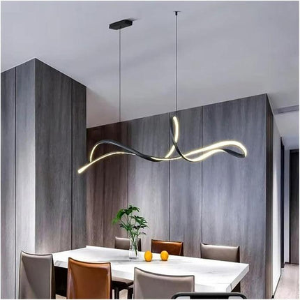 BAMDECOR A210 Modern LED Linear Pendant Lights with Dimmable LED and Adjustable Hanging Length 150cm -Black.