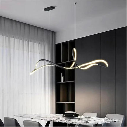 BAMDECOR A210 Modern LED Linear Pendant Lights with Dimmable LED and Adjustable Hanging Length 150cm -Black.