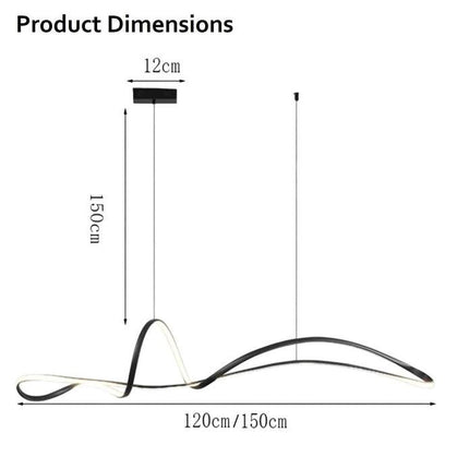 BAMDECOR A210 Modern LED Linear Pendant Lights with Dimmable LED and Adjustable Hanging Length 150cm -Black.