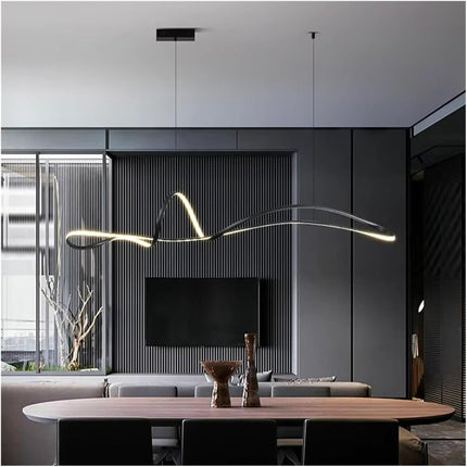 BAMDECOR A210 Modern LED Linear Pendant Lights with Dimmable LED and Adjustable Hanging Length 180cm -Black.