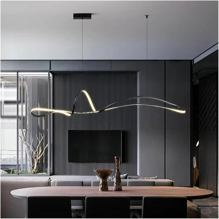 BAMDECOR A210 Modern LED Linear Pendant Lights with Dimmable LED and Adjustable Hanging Length 180cm -Black.