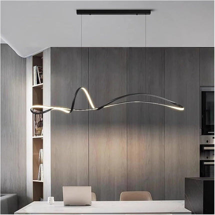 BAMDECOR A210 Modern LED Linear Pendant Lights with Dimmable LED and Adjustable Hanging Length 180cm -Black.