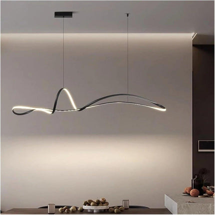 BAMDECOR A210 Modern LED Linear Pendant Lights with Dimmable LED and Adjustable Hanging Length 180cm -Black.