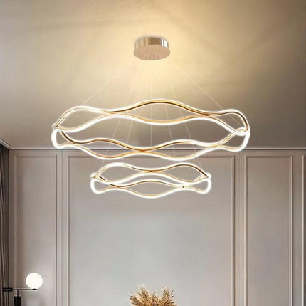BAMDECOR A212/2 Modern Wavy Art Aluminum Light Fixture for Living Room Bedroom Indoor Decor.